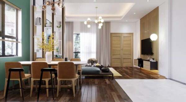 Thiết kế nội thất phòng khách bếp nhà phố