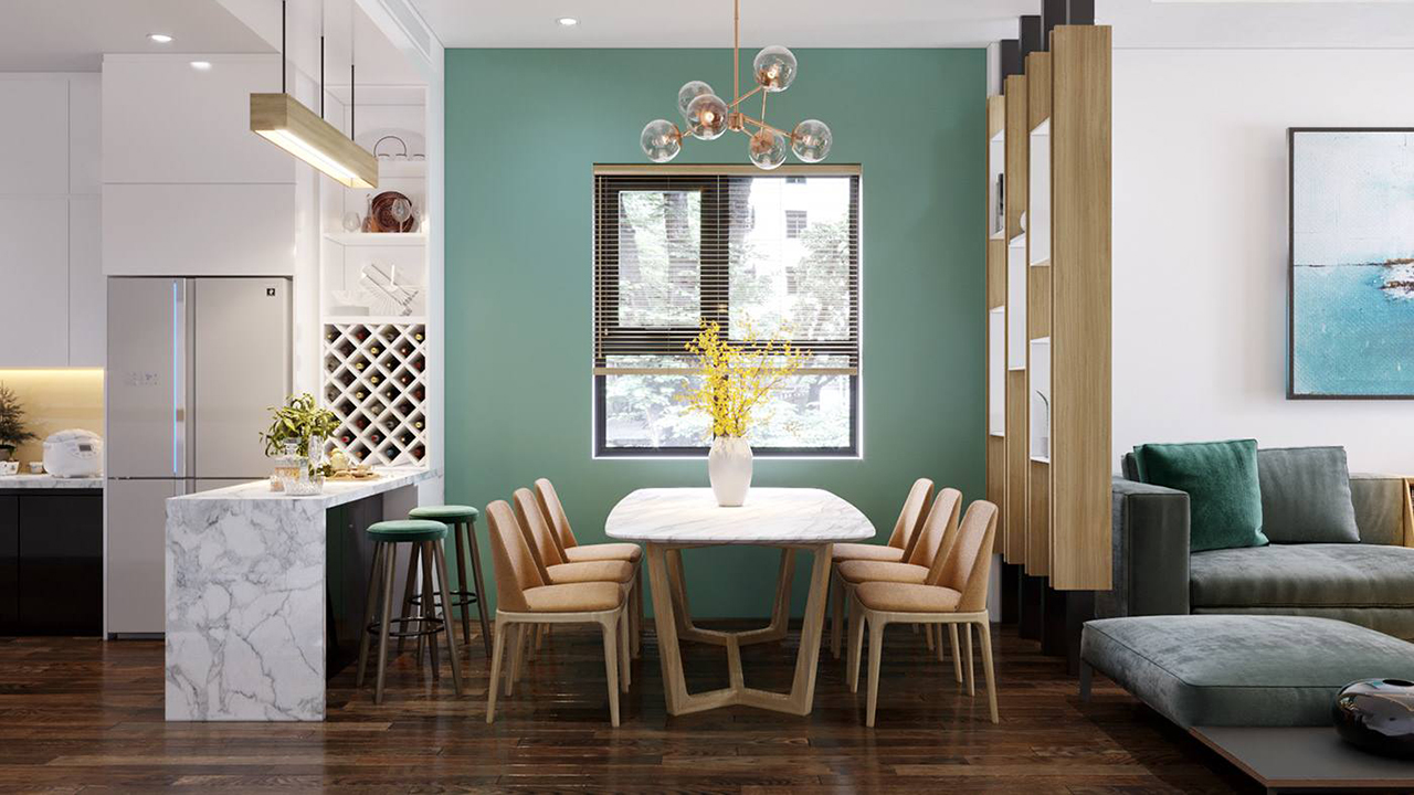 Thiết kế nội thất phòng khách bếp nhà phố