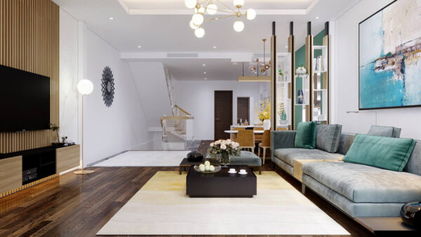 Thiết kế nội thất phòng khách bếp nhà phố