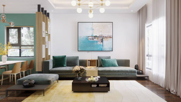 Thiết kế nội thất phòng khách bếp nhà phố