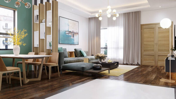 Thiết kế nội thất phòng khách bếp nhà phố