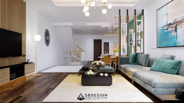 Thiết kế nội thất phòng khách bếp nhà phố