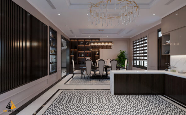 Thiết kế nội thất phòng bếp phong cách tân cổ điển